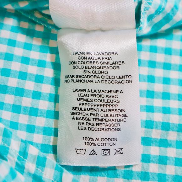 Simply Southern Size M Long Sleeve Button Up Shirt Gingham Check Teal - Picture 11 of 11